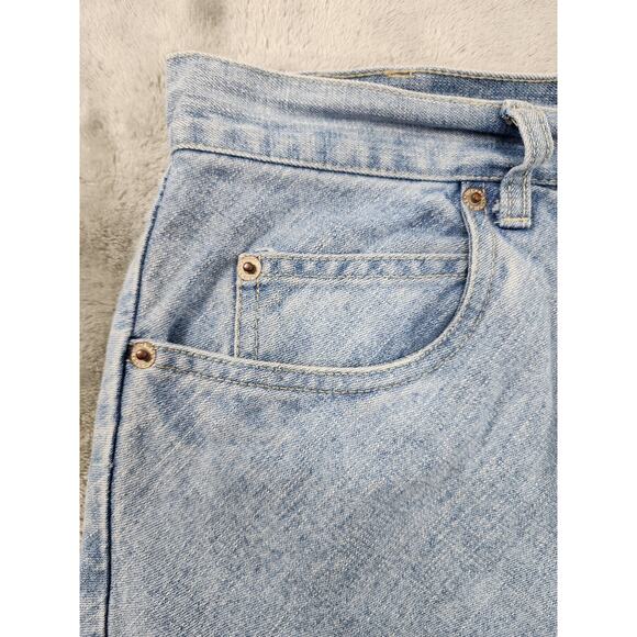 Vintage 90s Bill Blass Jeans High Rise Raw Hem Slit Midi Skirt Size 32 Blue - Picture 2 of 10